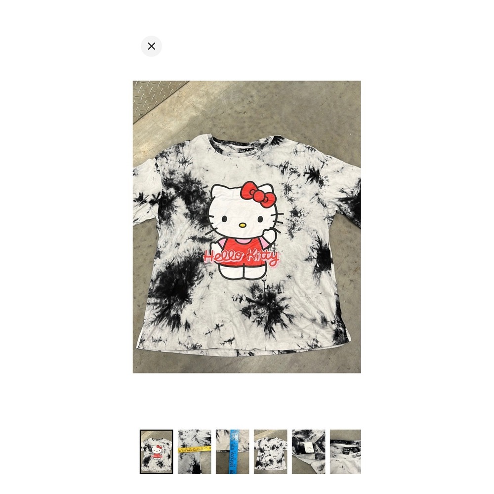 Shein‎ Hello Kitty Tie Dye T-Shirt Womens Medium Black White Sanrio Graphic Tee